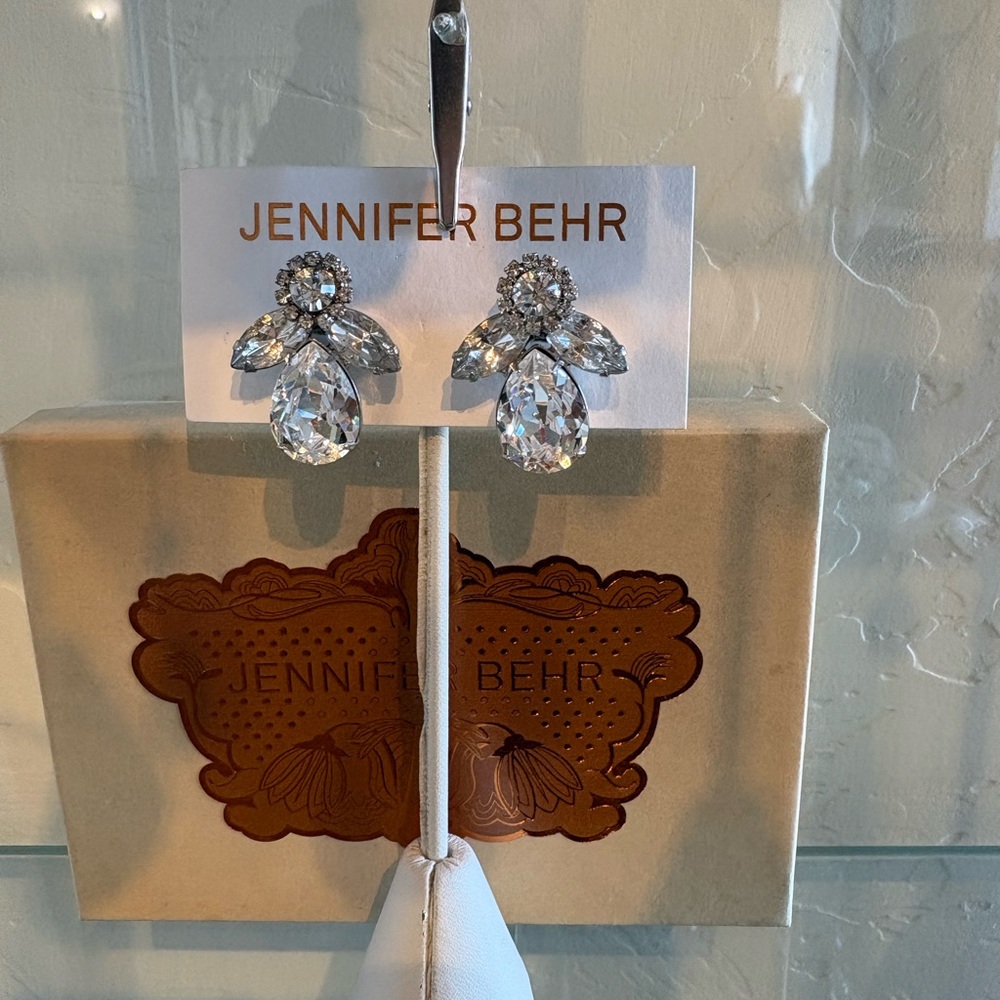 Jennifer Behr Sparkling Silver Teardrop Earrings